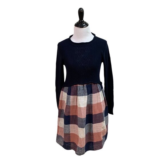 Anthropologie Dresses & Skirts - Anthropologie THML Women's S Small Knit Fit & Flare Dress Plaid Linen Look